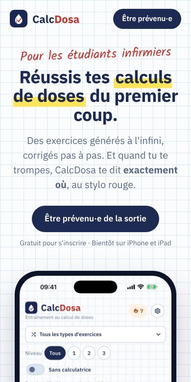 CalcDosa sur téléphone