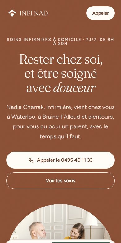 Le site d'INFI NAD sur téléphone